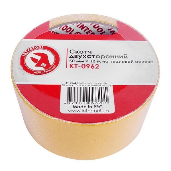 Скотч двосторонній 50 мм * 10 м на тканинній основі INTERTOOL KT-0962 KT-0962 фото