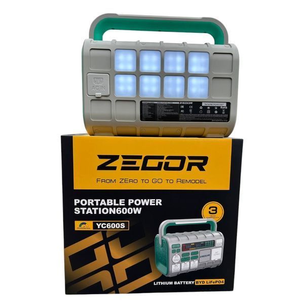 Станция зарядная портативная ZEGOR YC-600S (600 Вт, 655.36 Втг, пиковая мощность 1200 Вт, LiFeP04) YC-600S фото