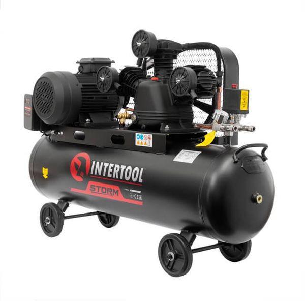 Компресор 100 л, 4 кВт, 380 В, 10 aтм, 600 л/хв., 3 циліндри STORM INTERTOOL PT-0036 PT-0036 фото