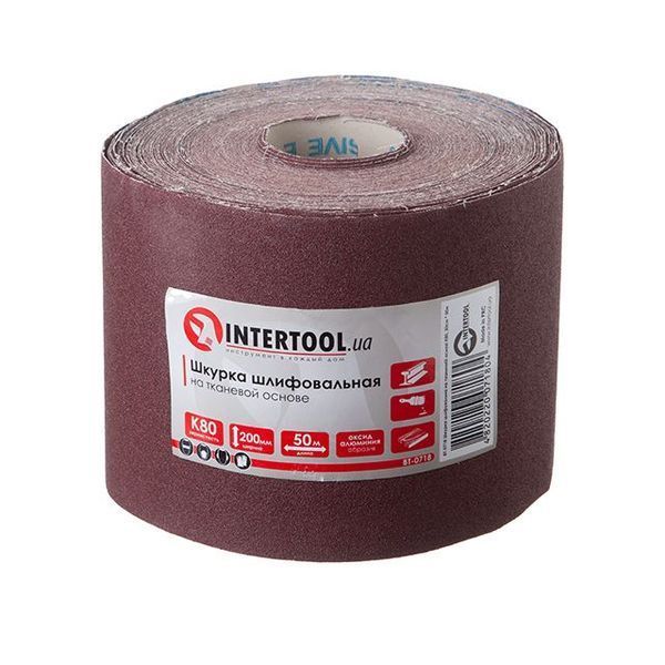 Шлифовальная шкурка на тканевой основе К80, 20 cм x 50 м INTERTOOL BT-0718 BT-0718 фото