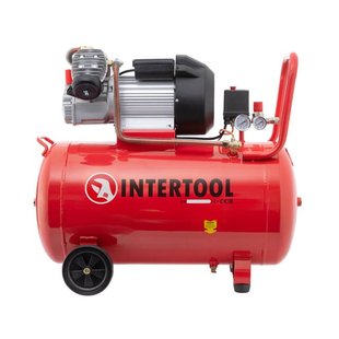 Компресор 100 л, 3 кВт, 220 В, 10 aтм, 420 л/хв., 2 циліндри INTERTOOL PT-0008 PT-0008 фото