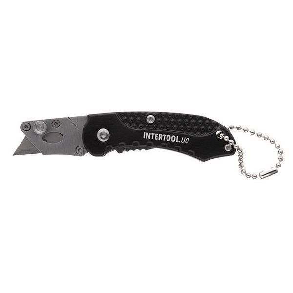 Нож трапецевидный 9 мм мини, складной, SK5, алюминиевая рукоятка INTERTOOL HT-0532 HT-0532 фото