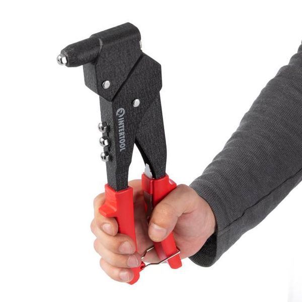 Пистолет заклепочный ручной поворотный на 360&deg;, диаметр заклепки 3,2; 4; 4,8 мм INTERTOOL RT-0009 RT-0009 фото