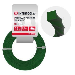 Лiска для тримера "квадрат" кручена, 2.0 мм x 15 м INTERTOOL DT-2322 DT-2322 фото