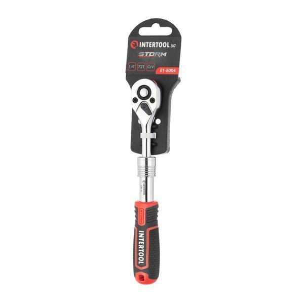 Рукоятка с храповым механизмом телескопическая, 72 зуба 1/4", Cr-V STORM INTERTOOL ET-8004 ET-8004 фото