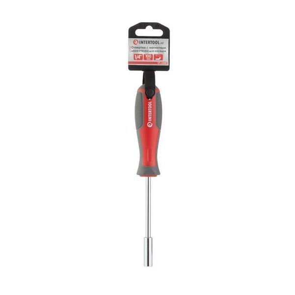Викрутка з&nbsp;магнітним тримачем для насадок 1/4", 100 мм , Cr-V INTERTOOL VT-3300 VT-3300 фото