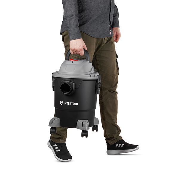 Пылесос строительный INTERTOOL DT-1020 1,2 кВт, >17 кПа, бак 20 л пластик, шланг 1,5 м DT-1020 фото