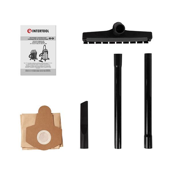 Пылесос строительный INTERTOOL DT-1020 1,2 кВт, >17 кПа, бак 20 л пластик, шланг 1,5 м DT-1020 фото