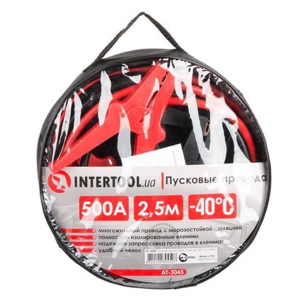 Пусковые провода 500А, 2.5м, до -40&deg;C, чехол INTERTOOL AT-3045 AT-3045 фото