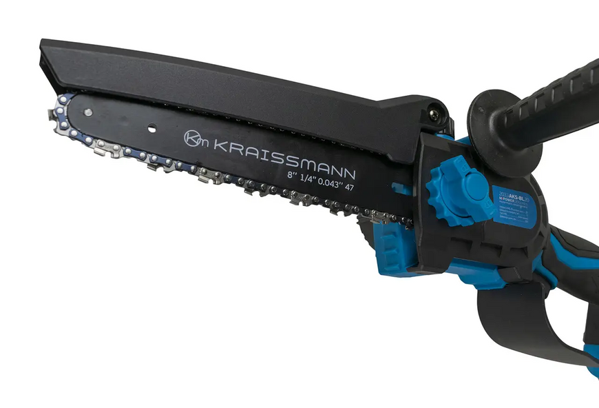 Аккумуляторная мини-цепная пила KRAISSMANN 2033 AKS-BL 20 MP + Секатор аккумуляторный KRAISSMANN 31 AGS-BL 20/2 (бесщеточный мотор, две АКБ по 2000 мАч, зарядное устройство, кейс, две пильных цепи, два комплекта запасных лезвий) 2033AKS-BL3 фото