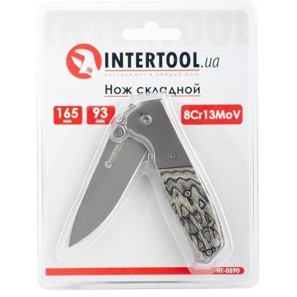 Нож складной 165 мм, ручка с деревянными вставками INTERTOOL HT-0590 HT-0590 фото