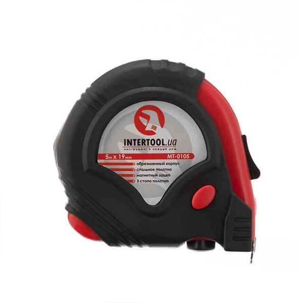 Рулетка з металевим полотном 5 м *&nbsp;19 мм,&nbsp;три стопора полотна INTERTOOL MT-0105 MT-0105 фото