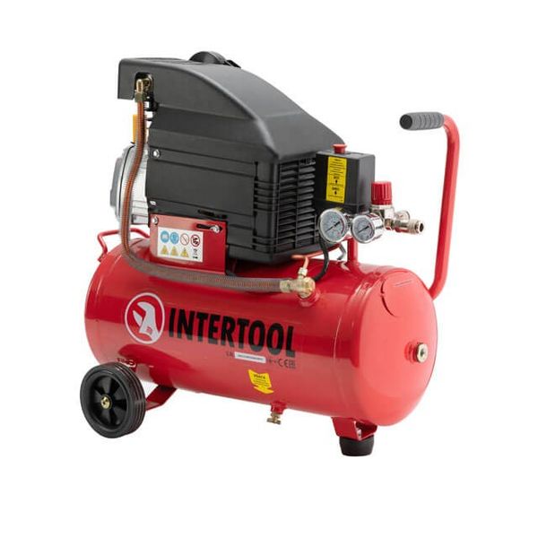 Компресор 24 л, 1500 Вт, 220 В, 8 атм, 206 л/хв. INTERTOOL PT-0010 PT-0010 фото