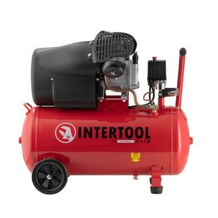 Компресор 50 л, 2230 Вт, 220 В, 10 aтм, 354 л/хв., 2 циліндри INTERTOOL PT-0004 PT-0004 фото