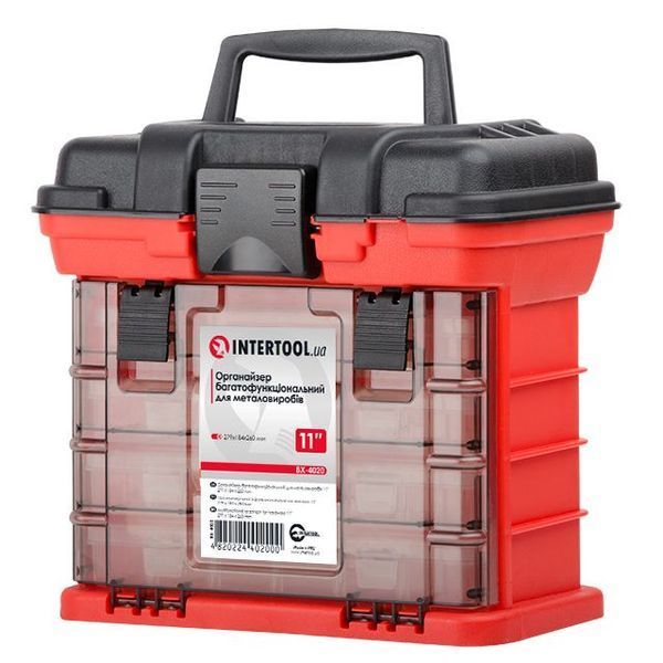 Органайзер для метизов с выдвижными секциями 11", 279*184*260 мм INTERTOOL BX-4020 BX-4020 фото