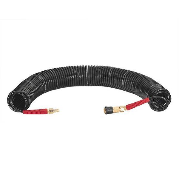 Шланг BLACK M-Flex 5.5*8 мм, 20 м спіральний поліуретановий з поворотним шарніром, латунними швидкороз'ємними з'єднаннями STORM INTERTOOL PT-1792 PT-1792 фото