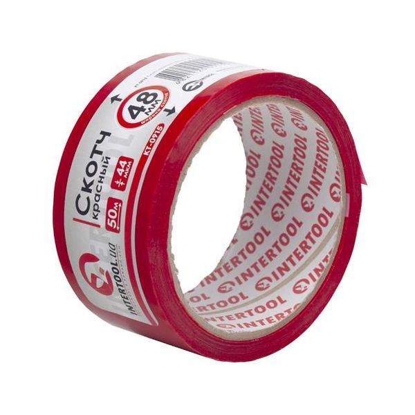 Скотч червоний 48 мм * 50 м * 44 мкм INTERTOOL KT-0915 KT-0915 фото