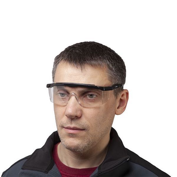 Окуляри захисні прозорі, матеріал лінз - полікарбонат, регульовані нейлонові завушники, захист від удару, оптичний клас 1 INTERTOOL SP-0080 SP-0080 фото