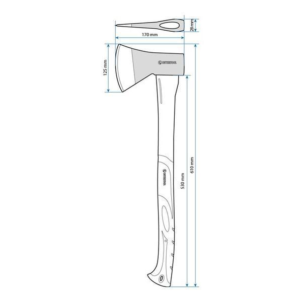 Сокира 1000 г, ручка з фібергласу INTERTOOL HT-0263 HT-0263 фото