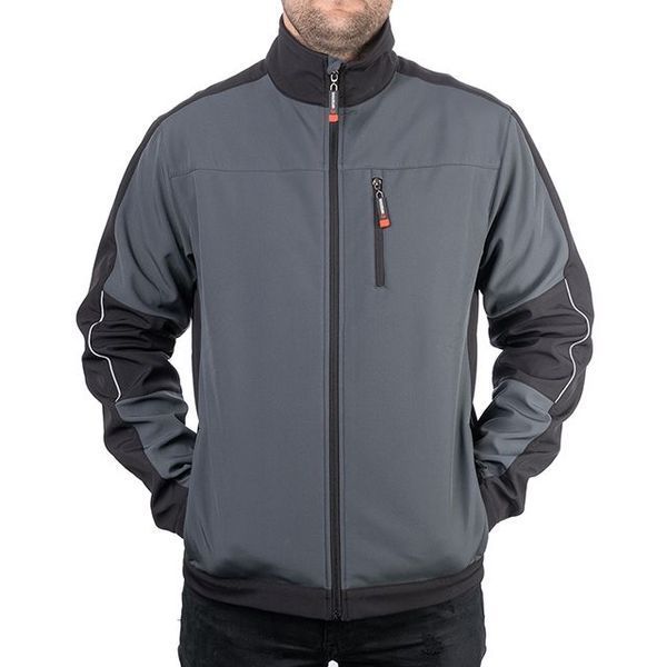 Куртка SOFTSHELL темно сіро-чорна, тришарова, тканина - стрейч 300 GSM 100D,&nbsp;з водо- і&nbsp;вітрозахистом,&nbsp;розмір XL INTERTOOL SP-3134 SP-3134 фото