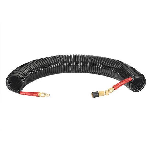 Шланг BLACK M-Flex 6,5*10 мм, 15 м спіральний поліуретановий з поворотним шарніром, латунними швидкороз'ємними з'єднаннями STORM INTERTOOL PT-1794 PT-1794 фото