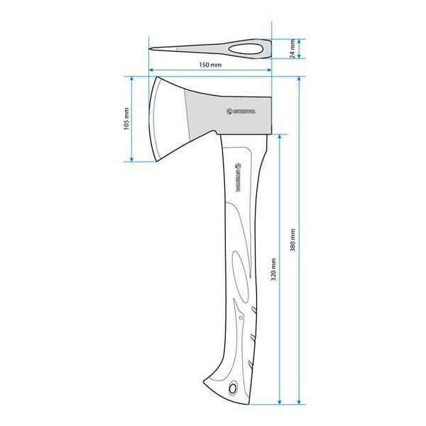 Сокира 600 г, ручка з фібергласу INTERTOOL HT-0261 HT-0261 фото