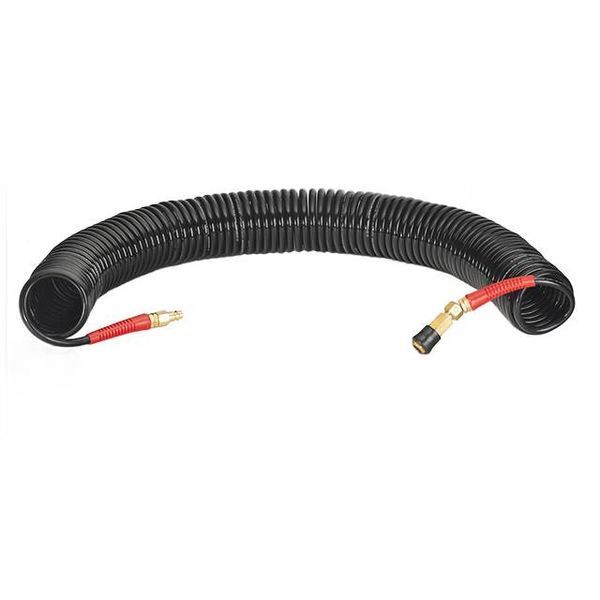 Шланг BLACK M-Flex 6.5*10 мм, 20 м спіральний поліуретановий з поворотним шарніром, латунними швидкороз'ємними з'єднаннями STORM INTERTOOL PT-1795 PT-1795 фото