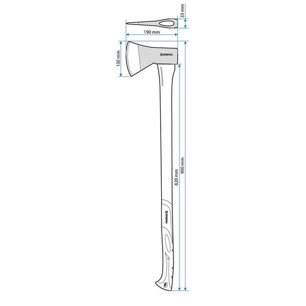 Сокира 1250 г, ручка з фібергласу INTERTOOL HT-0264 HT-0264 фото