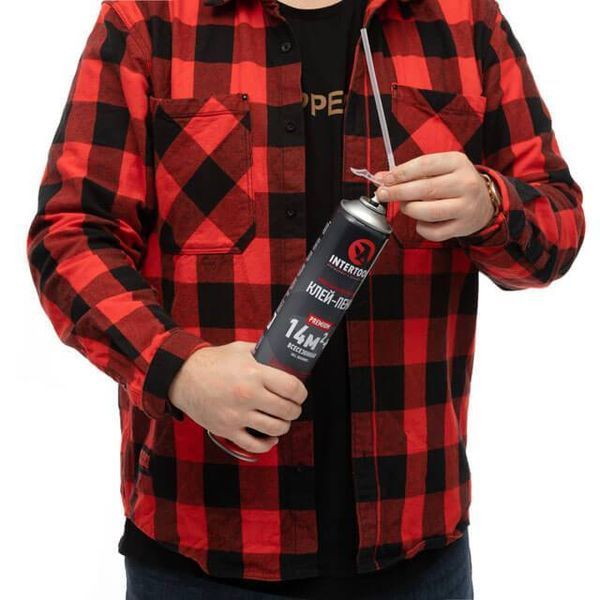 Клей-піна монтажна, всесезонна, 750 мл / 1000 г, 14+ м2, трубка INTERTOOL FS-2010 FS-2010 фото