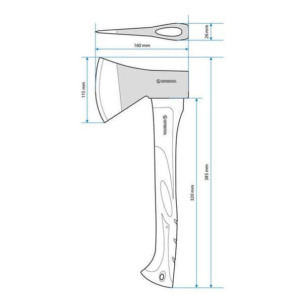 Сокира 800 г, ручка з фібергласу INTERTOOL HT-0262 HT-0262 фото