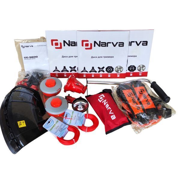 Мотокоса NARVA CG-5600 (5.6 кВт, 52 см&sup3;, 3 ножа + 2 шпуля+2 леска, ранцевой жилет) CG-5600 фото