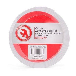 Скотч двосторонній 19 мм * 5 м на спіненій&nbsp;основі INTERTOOL KT-0972 KT-0972 фото