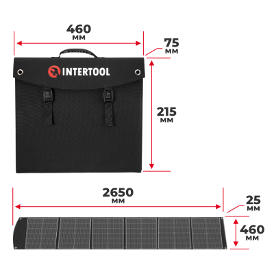Солнечная монокристаллическая панель с ламинированным стеклом INTERTOOL PS-0004 200Вт, портативная мобильная солнечная батарея для дома, дачи, кемпинга, авто, зарядки аккумуляторов и автономного электроснабжения PS-0004 фото