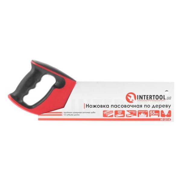 Ножовка пасовочная по дереву 350 мм, 12 зуб.x1" INTERTOOL HT-3114 HT-3114 фото