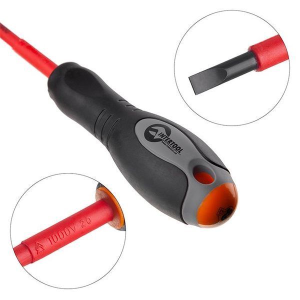 Викрутка шліцьова ізольована 0.5*3&nbsp;мм, 75 мм, 1000 В INTERTOOL VT-3203 VT-3203 фото