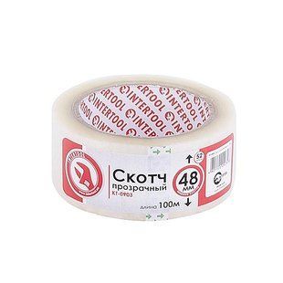 Скотч прозорий 45 мм * 100 м * 44 мкм INTERTOOL KT-0903 KT-0903 фото