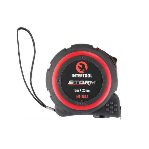 Рулетка з&nbsp;металевим полотном 10 м * 25 мм, нейлонове покриття полотна STORM INTERTOOL MT-0840 MT-0840 фото