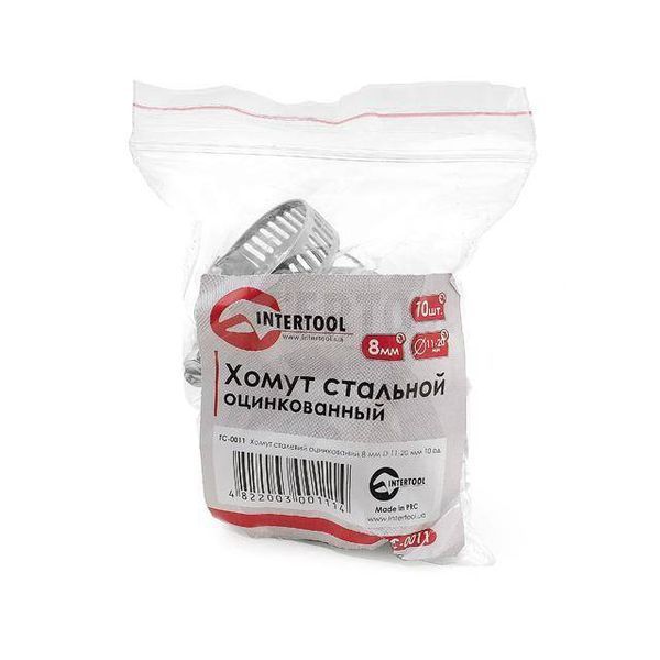 Хомут сталевий оцинкований 8 мм, D - 11-20 мм INTERTOOL TC-0011 TC-0011 фото