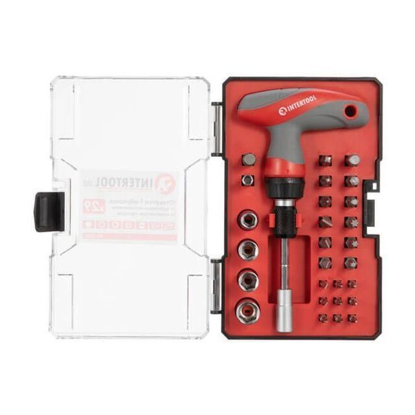 Отвертка Т-образная с храповым механизмом и комплектом насадок 29 ед. INTERTOOL VT-3330 VT-3330 фото