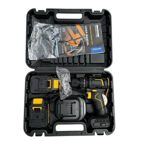 Аккумуляторный шуруповерт ZEGOR CDPB-21BLH-70 TURBO (20В, бесщеточный, 70 Нм, ударный режим, 2 А&middot;ч 13 патрон импульсный режим, защита от обратного удара CDPB-21BLH-70 TURBO фото