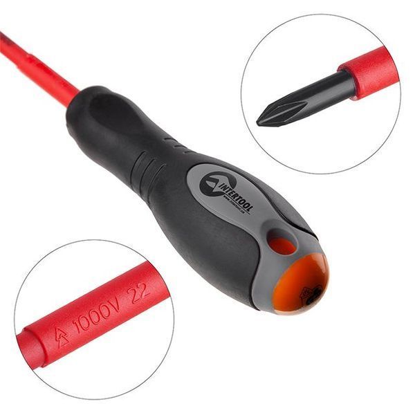 Отвертка изолированная крестовая PH2 *&nbsp;100 мм, 1000 В INTERTOOL VT-3212 VT-3212 фото