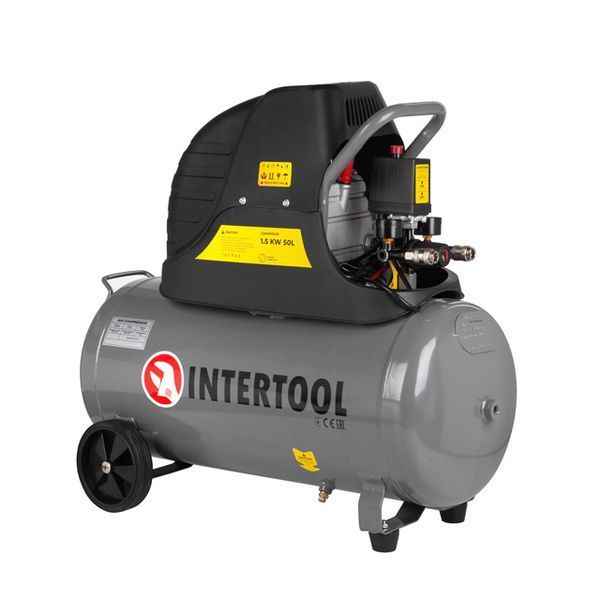 Компресор 50 л, 1500 Вт, 220 В, 8 aтм, 206 л/хв. INTERTOOL PT-0003 PT-0003 фото