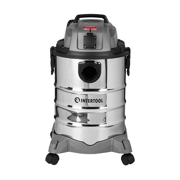 Пилосос будівельний INTERTOOL DT-1030, 1,4 кВт, >17 кПа, бак 30 л нержавіюча сталь 410, розетка, HEPA фільтр, шланг 3 м DT-1030 фото