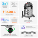Пилосос будівельний INTERTOOL DT-1030, 1,4 кВт, >17 кПа, бак 30 л нержавіюча сталь 410, розетка, HEPA фільтр, шланг 3 м DT-1030 фото 2