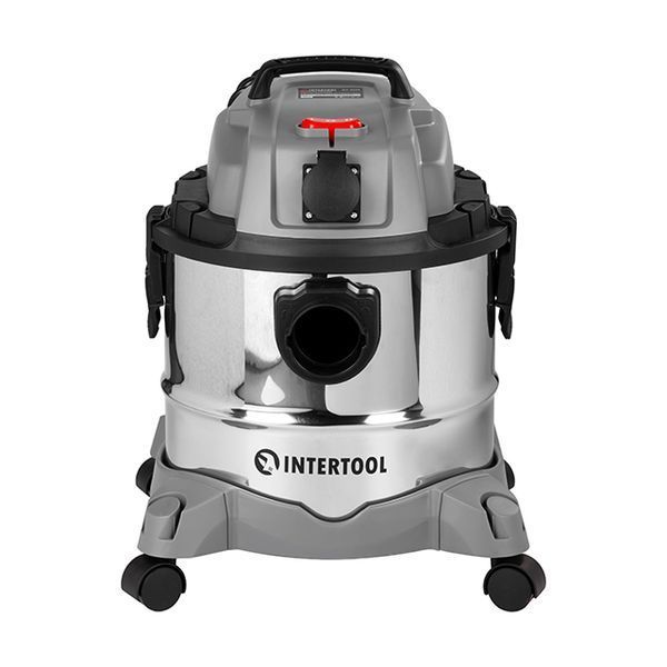 Пилосос будівельний INTERTOOL DT-1025, 1,4 кВт, >17 кПа, бак 20 л нержавіюча сталь 410, розетка, HEPA фільтр, шланг 3 м DT-1025 фото