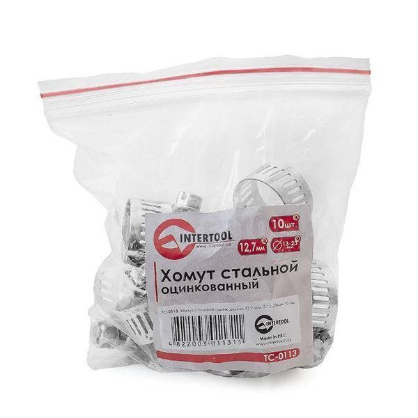 Хомут стальной оцинкованный 12,7 мм, D - 13-23 мм INTERTOOL TC-0113 TC-0113 фото