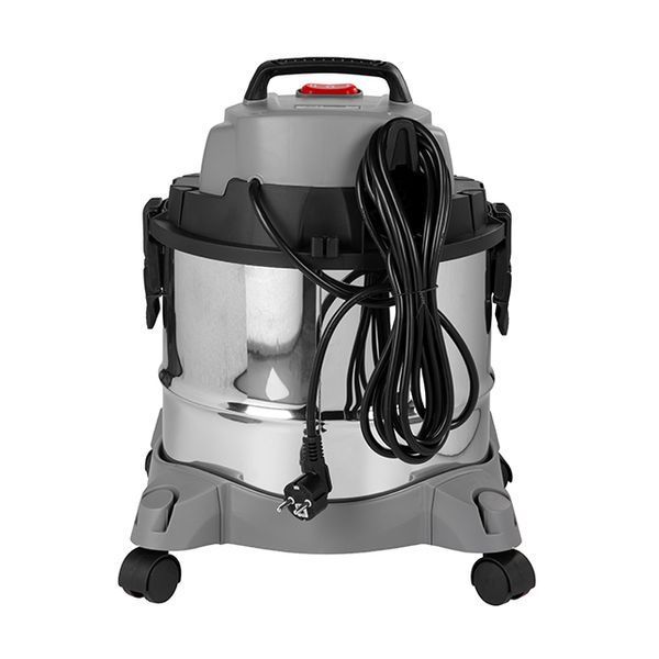 Пилосос будівельний INTERTOOL DT-1025, 1,4 кВт, >17 кПа, бак 20 л нержавіюча сталь 410, розетка, HEPA фільтр, шланг 3 м DT-1025 фото