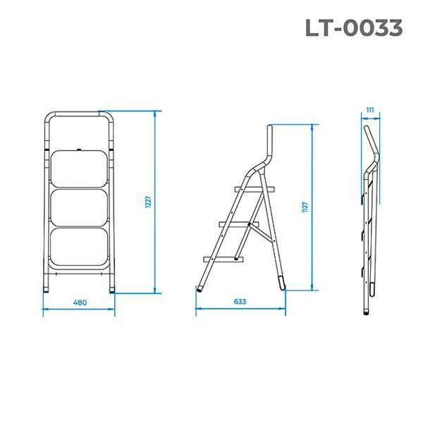 Стремянка, 3 ступени&nbsp;380*260 мм, высота 1127 мм INTERTOOL LT-0033 LT-0033 фото