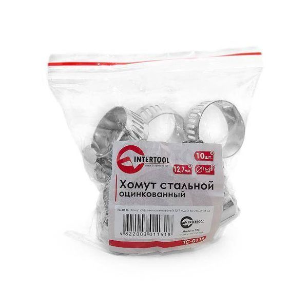 Хомут сталевий оцинкований 12,7 мм,&nbsp;D - 16-25 мм INTERTOOL TC-0116 TC-0116 фото
