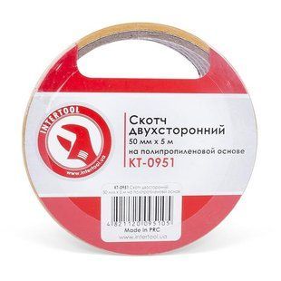 Скотч двосторонній 50 мм * 5 м на поліпропіленовій основі INTERTOOL KT-0951 KT-0951 фото